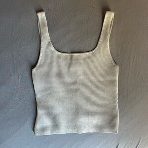 Women's Aritzia Ribbed Square Neck Tank Top - Cream